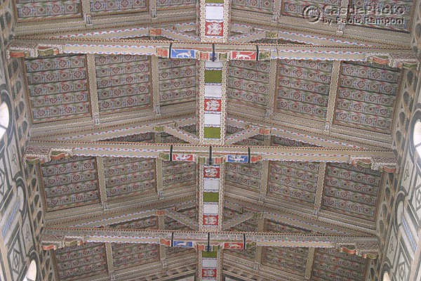 Ceiling (600Wx400H) - Timber painted roof od S.Miniato central nave. (Photo by Paolo Ramponi) 